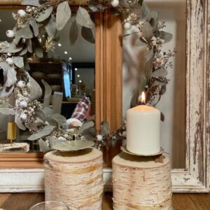 Set de 2 bougeoirs au bois brut de Bouleau