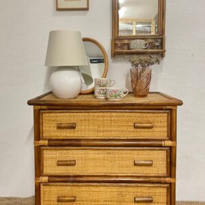Louna - commode en rotin vintage 3 tiroirs