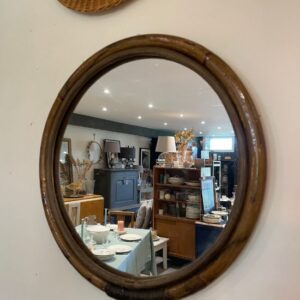 Miroir rond en bambou vintage